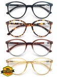 Modfans 4-PACK Women's Round Reading Glasses Spring Hinges Pouch. Fixed Price $34.99.