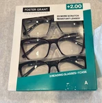 Design Optics By Foster GRANT,+2.00 A, Reading Glass 3 Pack. Fixed Price $17.99.