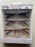 Nine West 3 Pack Readers +2.50 Reading Glasses Blue, Pink, Clear. Fixed Price $23.99.
