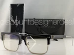 John Varvatos VJVA207 Limited Edition Rectangular Eyeglasses Gold Navy Leather. Fixed Price $399.99.