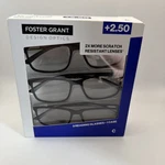 Foster Grant Design Optics +2.50 Full Frame Plastic Reading Glasses 3-PACK. Fixed Price $12.00.