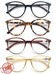 Modfans Women Reading Glasses 4 Pack Round Frame Spring Hinges Pouches. Fixed Price $27.99.