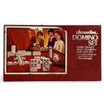 Vintage Pleasantime Opaline Domino Set Mid Century 28 Tiles Gold Case Club Size. Fixed Price $39.99.