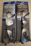 Foster Grant 2 Pair Manning Rubber Temples Reading Glasses +1.50 New With Cases!. Fixed Price $24.99.