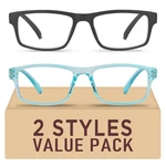 Kitchasy 2 Pack Reading Glasses,upgraded Tr Light Blocking Black/blue. Fixed Price $14.69.