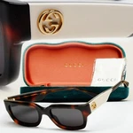 Gucci Sunglasses 2024 Brown Tortoise White Black GG1666O 003 Small 50MM 110426. Fixed Price $196.33.