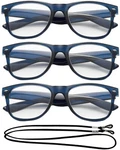 Blue Reading Glasses Big Readers Horn Rimmed Frame Lanyard. Fixed Price $11.99.