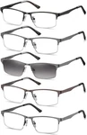 Eyecedar 5-PACK Reading Glasses For Men Rectangular Metal Half-frame Spring Hing. Fixed Price $34.40.
