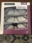 Foster Grant 815 Classic Plastic Square Reading Glasses 3 Pack +1.50. Fixed Price $13.59.
