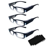 3 Pack Reading Glasses With Lights And Magnifier. Fixed Price $22.89.