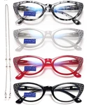 Eyeurl 4-PACK Cat Blue Light Blocking Reading Glasses Women Computer Readers. Fixed Price $50.39.