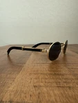 Cartier Blue Wood Round Sunglasses Gold CT0464S 004. Fixed Price $1650.00.