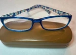 Kerecsen-women's Reading GLASSES/+3.00 Mag. Transparent Blue W/geometric Pattern. Fixed Price $8.99.
