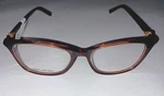 Women's Eyeglass Frames 53 16 Root Beer Cat Gold Arm Accents Nwt 76.00 Msrp. Fixed Price $14.98.