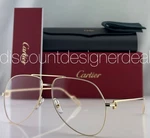 Cartier CT0116O 003 Aviator Eyeglasses Gold Frame Clear Demo Lens 60MM New. Fixed Price $649.99.