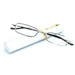Reading Glasses Compact Ultra Slim Metal Frame Pocket Clip Tube Case Silver. Fixed Price $10.95.