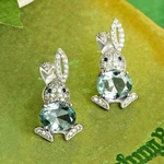 Bunny Stud Easter Earrings Crystal Rhinestone Light Blue Box & Gold Bag. Fixed Price $5.00.