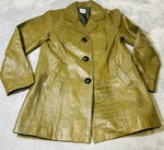 Chico Croc Embossed Genuine Leather Jacket Olive Green Women 1 Med 8 New. Fixed Price $64.95.