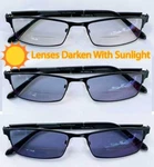 Auto-darkening Bifocal Reading Glasses, Clear Top Half, Light-adaptive Readers. Fixed Price $37.00.
