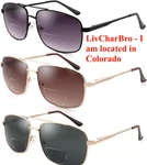 3 Pack Bifocal +2.50 Reading Sunglasses Aviator Rectangle Metal 400UV. Fixed Price $28.19.