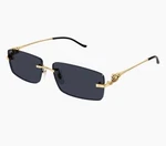 Cartier Panth CT0430S 001 Gold Metal Dark Grey Rimless Sunglasses Authentic. Fixed Price $995.00.