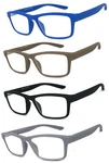 2 Or 3 Pairs Square Frame Reading Glasses Spring Hinges Temples Rubberized Touch. Fixed Price $25.99.