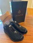 New Mauri Black Crocodile & Leather Sneakers SZ-9 #8925/1 459 Made In Italy. Fixed Price $349.95.