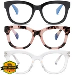 Zxyoo 3PK Oversized Reading Glasses Women Blue Light Blocking Spring Hinge. Fixed Price $27.99.