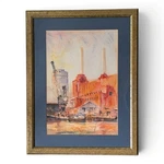 Charles Foster-hall Battersea Power Station Watercolor 1996 Signed London Art. Fixed Price $585.00.