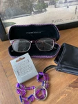 Foster Grant Xtrasight Readers, Cases & Chain, Cloth.pretty Multi Purple +2.50. Fixed Price $18.00.