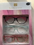 Laundry 3 Pack Readers Black, Light: Blue And Pink +2.00. Fixed Price $17.00.
