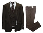 Mens Brown 3PC Plaid Modern Fit Designer Suit By Needle & Stitch. Fixed Price $269.99.
