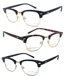Vintage Browline Horned Half Frame Semi Rimless Clear Lens Reading Glasses. Fixed Price $13.99.