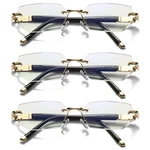 3PK Mens Diamond Shape Rimless Blue Light Blocking Reading Glasses Metal Readers. Fixed Price $19.19.