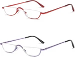 Kokobin Half Reading Glasses - 2 Pairs Rim Metal Frame Spring Hinge. Fixed Price $12.68.