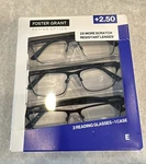 Design Optics By Foster GRANT,+2.50 E, Reading Glass 3 Pack. Fixed Price $17.99.