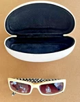 Mackenzie Childs White Black Check Sunglass Readers +1.50 Reading Glasses Vgc. Fixed Price $47.50.