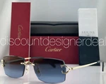 Cartier Rimless Square Sunglasses Gold Blue Gradient Lens 56MM CT0550S 002 New. Fixed Price $999.99.
