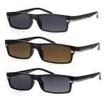 Mens Narrow Rectangular Plastic Powered Reading Glasses. Fixed Price $13.99.