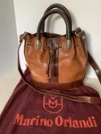 Vintage Marino Orlandi Luxury Designer Shoulder Bag Brown 2 Tone Leather Purse. Fixed Price $69.74.