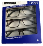 Foster Grant Cole Classic Full Rim Rectangular Reading Glasses 3-PACK +2.50. Fixed Price $15.98.