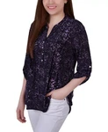 Ny Collection Petite Pintuck Roll Tab Sleeve Top Msrp $44. Fixed Price $10.39.