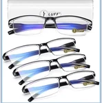 4 Pk Luff Black Rectangular Blue Light Blocking Reading Glasses Spring Hinges. Fixed Price $18.99.
