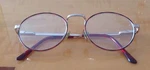 Magnivision Gold Metallic With Red Acetate Arms Frames Reading Glasses. Fixed Price $29.99.
