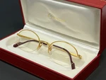 Cartier Eyeglasses Gold 51MM Half Rim Men's Oval Optical Frame Authentic. Fixed Price $1428.90.