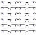 12 Pk Mens Half Frame Spring Hinge Reading Glasses Blue Light Blocking Readers. Fixed Price $30.17.