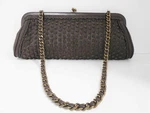 Isabella Fiore Brown Leather Beaded Medium Clutch Shoulder Bag. Fixed Price $79.99.