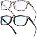 Visoone 2 Pack Blue Light Blocking Glasses Large, Black+cheetah Tortoise. Fixed Price $19.99.